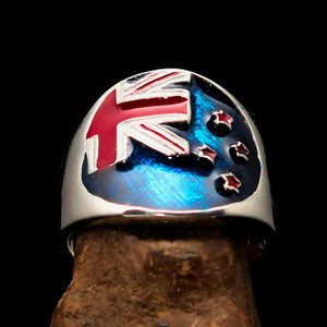 New Zealand Flag Ring, Sterling Silver ring, Round shaped Ring, Pinky Ring, Flag of New Zealand, Sport Event Outfit, Fan Apparel, Kiwi Gift