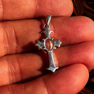 Moonstone Pendant, Sterling Silver Pendant, Cross Pendant, Crucifix Pendant, oval shaped Ceylon Moonstone, moonstone necklace, gift for her