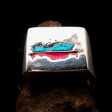 Russian Flag Ring, Square shaped Mirror polished Sterling Silver ring, Pinky Ring, Flag of Russia, Men's Ring, Sport Event Outfit, gift