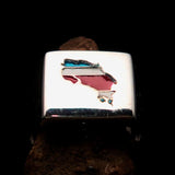 Costa Rica Flag Ring, Sterling Silver Ring, Men's Pinky Ring, National Flag of Costa Rica, Fan Apparel, Sport Event Outfit -Free Custom Size