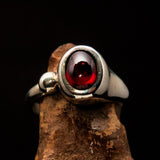 Red Garnet Ring, Sterling Silver Ring, Solitaire Ring with red Garnet Cabochon, handmade silver ring, unique design, gift for her - Size 8