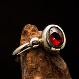 Red Garnet Ring, Sterling Silver Ring, Solitaire Ring with red Garnet Cabochon, handmade silver ring, unique design, gift for her - Size 8