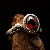 Red Garnet Ring, Sterling Silver Ring, Solitaire Ring with red Garnet Cabochon, handmade silver ring, unique design, gift for her - Size 8