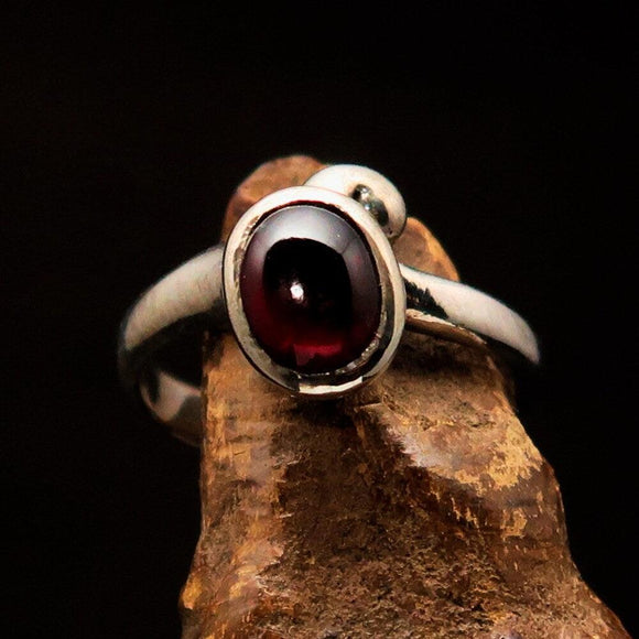 Red Garnet Ring, Sterling Silver Ring, Handmade Solitaire Ring, red Garnet Cab, Garnet Silver Ring, unisex design, gift for her - Size 8