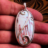 Jasper Amulet, Sterling Silver Pendant, Artwork Pendant with picture Jasper, Oval Pendant, Unique Design, Gift for Her, Jasper Necklace