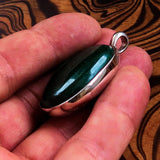 Minimalist Malachite Necklace, Sterling Silver Pendant, Oval shaped Pendant, green Malachite Cabochon, Malachite Necklace, Malachite Amulet