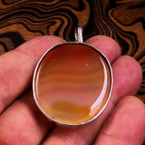 Orange Agate Pendant, Sterling Silver Amulet, Floral Design, Artwork Pendant, orange Agate cabochon, Gift for her, Agate Necklace, unique