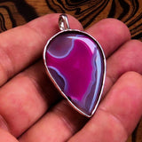 Pink Agate Pendant, Sterling Silver Pendant, Artwork Pendant, pink and white Agate cabochon, gift for her, unique design, Agate Necklace