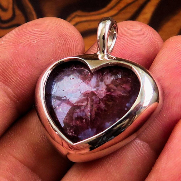 Heart Pendant, Sterling Silver Pendant, Heart Necklace, purple Druzy Agate cabochon, Love Jewelry, Heart amulet, heart silver pendant, gift