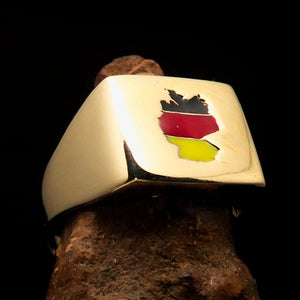 German Flag Ring, Sport Event Outfit, Square shaped Ring, Costume Ring, Pinky Ring, Flag of Germany, German Fan apparel, Men's Ring, Gift