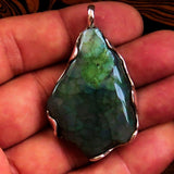 Green Agate Amulet, Sterling Silver Pendant, Artwork Pendant, green druzy Agate, Unique Design Amulet, Gift for Her, Agate Necklace, Jewelry