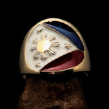 Round shaped Pinky Costume Ring Flag of the Philippines - Solid Brass