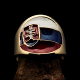 Round shaped Pinky Costume Ring Flag of Slovakia - Solid Brass