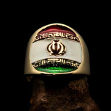 Iranian Flag Ring, Round shaped Ring, Pinky Ring, Costume Ring, Flag of Iran, sport event outfit, Fan Outfit, Iran Flag Ring - Solid Brass