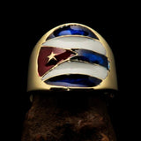 Round shaped Pinky Costume Ring Flag of Cuba - Solid Brass