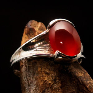 Orange Carnelian Ring, Sterling Silver Ring, Solitaire Ring, orange Carnelian Cabochon, unique design, handmade silver ring, gift - size 8.5