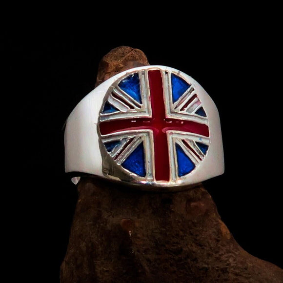 Union Jack Ring, Costume Ring, Pinky Ring, National Flag of UK, Union Jack, Great Britain Ring, Sterling Silver Ring, Gift, Free Custom Size