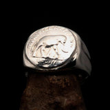 Men's Roman Coin Ring, Men's Elephant Ring, Pinky Ring, Antonius Pius Coin Ring, ancient Silver Ring, Sterling Silver Ring, Gift for Him