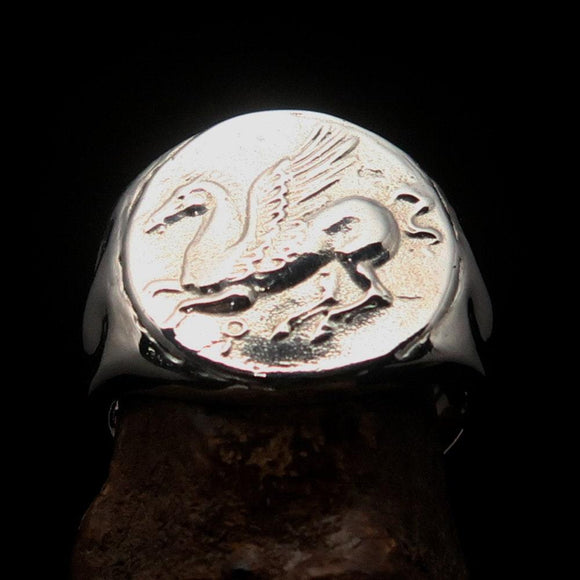 Pegasus Ring, Men's Ring, Corinthian Ring, Pegasus Coin Ring, Greek Drachma Ring, Athena Ring, Coin Ring, Gift for him, Sterling Silver Ring