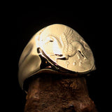 Men's ancient Corinthian Pegasus Coin Ring Greek Goddess Athena - solid Brass