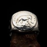 Men's Roman Coin Ring, Men's Elephant Ring, Pinky Ring, Antonius Pius Coin Ring, ancient Silver Ring, Sterling Silver Ring, Gift for Him