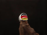 German Flag Ring, Sterling Silver Ring, Round Pinky Ring, Costume Ring, Flag of Germany, Sport Event Outfit, Fan Apparel, Gift for Him