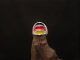 German Flag Ring, Sterling Silver Ring, Round Pinky Ring, Costume Ring, Flag of Germany, Sport Event Outfit, Fan Apparel, Gift for Him