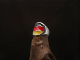 German Flag Ring, Sterling Silver Ring, Round Pinky Ring, Costume Ring, Flag of Germany, Sport Event Outfit, Fan Apparel, Gift for Him