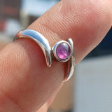 Purple Star Sapphire Ring, Sterling Silver Ring, Purple star Sapphire, natural sapphire ring, solitaire silver ring unique design - Size 7