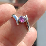 Purple Star Sapphire Ring, Sterling Silver Ring, Purple star Sapphire, natural sapphire ring, solitaire silver ring unique design - Size 7