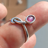 Purple Star Sapphire Ring, Sterling Silver Ring, Natural Star Sapphire, Handmade Sapphire Ring, Solitaire Silver Ring Unique Design - Size 7