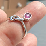 Purple Star Sapphire Ring, Sterling Silver Ring, Natural Star Sapphire, Handmade Sapphire Ring, Solitaire Silver Ring Unique Design - Size 7