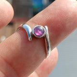 Purple Star Sapphire Ring, Sterling Silver Ring, Purple star Sapphire, natural sapphire ring, solitaire silver ring unique design - Size 7