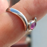 Purple Star Sapphire Ring, Sterling Silver Ring, Purple star Sapphire, natural sapphire ring, solitaire silver ring unique design - Size 7