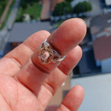 Moonstone Ring, Moonstone Silver Ring, Triangle shaped Ring, Sterling Silver Ring, oval Ceylon Moonstone and 6 CZ handmade ring - Size 6.5