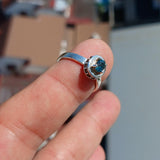 Blue Zircon Ring, Natural Gemstone Ring, Sterling Silver Ring, Cocktail Ring, oval Cut Blue Zircon, 14 white CZ, gift for her - Size 5.5