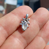 Moonstone Pendant, Flower Pendant, Sterling Silver Pendant, Moonstone Necklace, marquise shaped Ceylon Moonstone, gift for her, Leaf Pendant