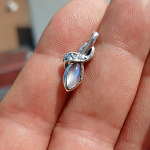 Moonstone Pendant, women's Pendant, Sterling Silver Pendant, Moonstone CZ Necklace, Ceylon Moonstone and 3 CZ, gift for her, Moonstone Charm