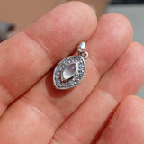 Moonstone Pendant, Marquise silver Pendant, Sterling Silver Pendant, Moonstone Necklace, Ceylon Moonstone and 18 CZ, gift, Moonstone Charm