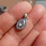 Moonstone Pendant, Marquise silver Pendant, Sterling Silver Pendant, Moonstone Necklace, Ceylon Moonstone and 18 CZ, gift, Moonstone Charm