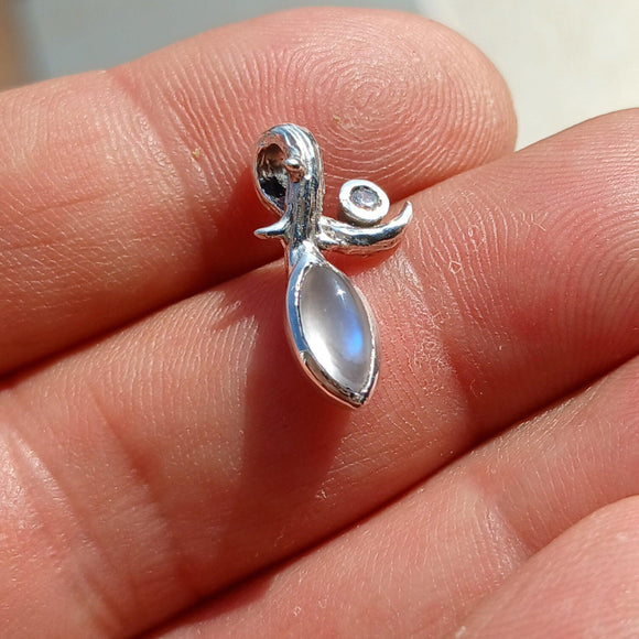 Moonstone Pendant, Moonstone Charm, Sterling Silver Pendant, Moonstone tree Necklace, Ceylon Moonstone, gift for her, silver tree charm