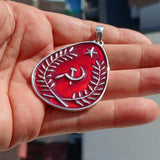 Communist Pendant, Communist Crest Pendant, Sterling Silver Amulet, Red Communist Pendant, Hammer and Sickle Necklace, Handmade Amulet, Gift