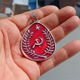 Communist Pendant, Communist Crest Pendant, Sterling Silver Amulet, Red Communist Pendant, Hammer and Sickle Necklace, Handmade Amulet, Gift