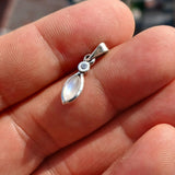 Moonstone Pendant, marquise Pendant, Sterling Silver Pendant, Moonstone Necklace, Ceylon Moonstone and 1 CZ, gift for her, Moonstone Charm