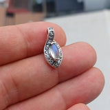 Moonstone Pendant, Charm Pendant, Sterling Silver Pendant, Moonstone Necklace, Ceylon Moonstone and 17 CZ, gift for her, Moonstone Charm