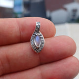 Moonstone Pendant, Charm Pendant, Sterling Silver Pendant, Moonstone Necklace, Ceylon Moonstone and 17 CZ, gift for her, Moonstone Charm