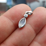 Pretty Moonstone Pendant, Charm Pendant, Sterling Silver Pendant, Moonstone Necklace, Ceylon Moonstone and 1 CZ, gift for her, Moonstone Charm