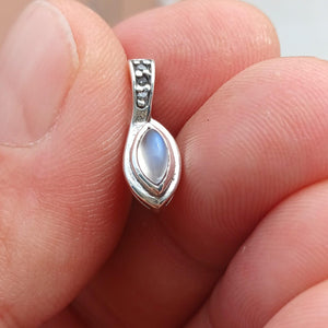 Moonstone Pendant, Charm Pendant, Sterling Silver Pendant, Moonstone Necklace, Ceylon Moonstone and 3 CZ, gift for her, Moonstone Charm