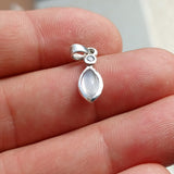 Moonstone Pendant, Charm Pendant, Sterling Silver Pendant, Moonstone Necklace, Ceylon Moonstone and 1 CZ, gift for her, Moonstone Charm