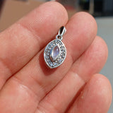 Moonstone Pendant, Marquise silver Pendant, Sterling Silver Pendant, Moonstone Necklace, Ceylon Moonstone and 18 CZ, gift, Moonstone Charm